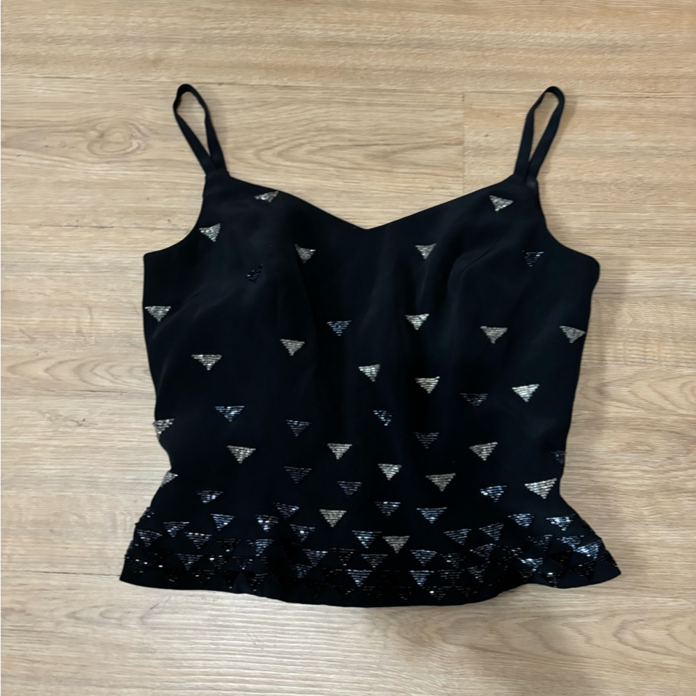 Black Camisole with Silver Triangle Accents